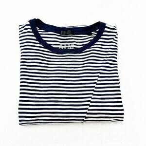 ATM Navy Striped Short Sleeve Tee Shirt Summer Perfect Dress Size M